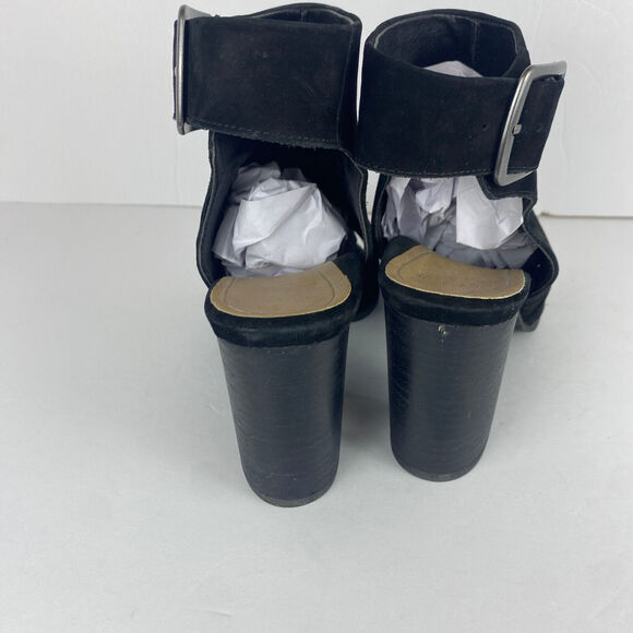 Vionic Blakely Open Toe Sz 8 Sandals Block Heel Black Suede Booties Vampy Goth - Picture 5 of 8